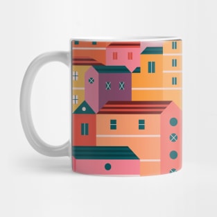 Colorful houses pattern in flat design style Mug